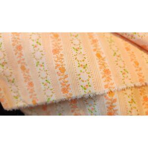 Vintage Floral Striped Fabric Soft Pastel Colors Cotton Blend Ideal for Crafting